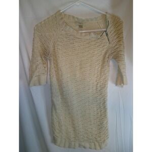 LOFT Knit Sweater Dress‎ Zipper Detail Cream XS